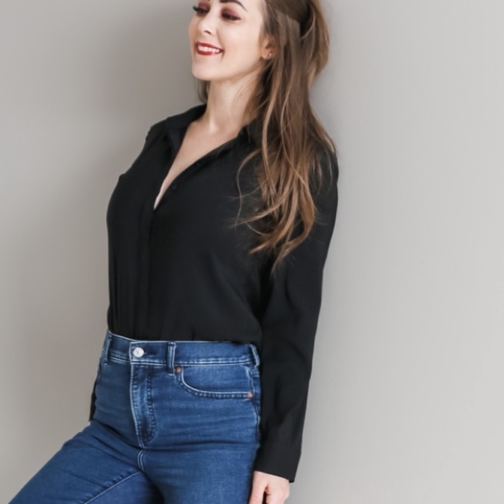 Express Women's Classic Black Button Down Shirt